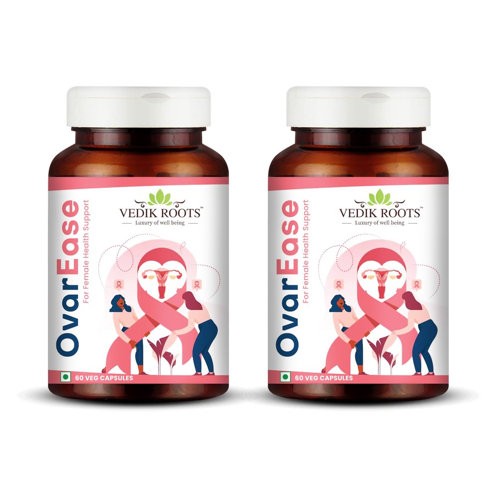 VEDIKROOTS OvarEase | Herbal Supplement for Women's Wellness | Supports Reproductive Health | 120 Veg Capsules |