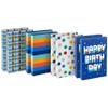Hallmark Designed Shirt Boxes with Lids (8 Boxes: 2 Each of Orange and Blue Stripes, Plaid, Dots, Happy Birthday) for Birthdays, Father's Day, Graduations view 1
