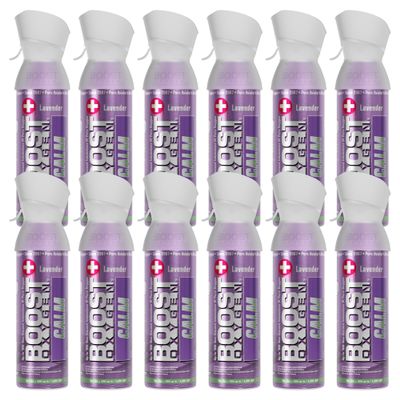 Boost Oxygen Medium Calm Lavender Aroma 5L Canister | Respiratory Support for Aerobic Recovery, Altitude, Performance & Health (12 Pack)