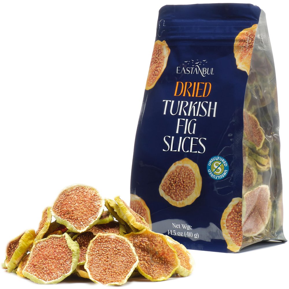 Eastanbul Turkish Dried Figs Slices 14.5oz, No Sugar Added Turkish Figs, Sun Dried Fruit Chips, Premium, Guilt-Free Anjeer Dry Fruit Snack, 100% Natural, Vegan Gluten-Free, Perfect For Baking