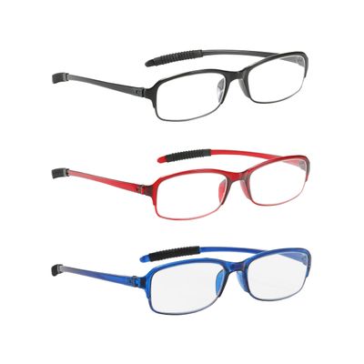 NRDIK PROFLEX LIGHTWEIGHT Reading Glasses (set of 3) Impact Resistant, Scratch Resistant, Flexible, Anti-Slip, Unisex (Oval; BLK, RED, BLU; +3.5)