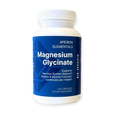 Apeiron Elementals Magnesium Glycinate 100mg 120 Capsules Energy Balance Sleep Support
