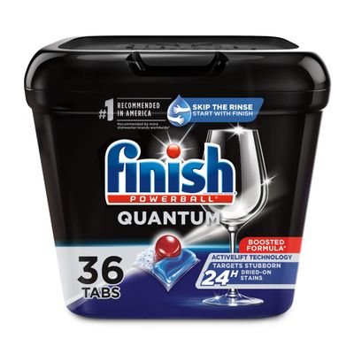 Finish Quantum Dishwasher Pods, No Pre-Rinse Dishwasher Detergent Soap Removes 24HR Dried-On Stain and Grease, Leaving a Virtually Spotless Shine, 36 Count