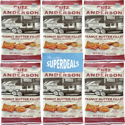HK Anderson Peanut Butter Filled Pretzel Nuggets, 2.5 Ounce Bag (Pack of 6) Bundled by SUPERDEALS with mystery gift
