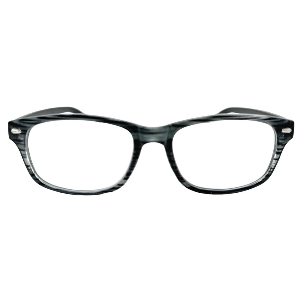 Incredible Bargains The Santorini Classic Retro Square Reading Glasses + 1.75 Silver Blue Stripe