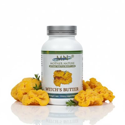 MN Mother Nature Witch's Butter (Tremella mesenterica) Mushroom Supplement - 1000mg - 120 Vegan Pullulan Capsules - Made in USA