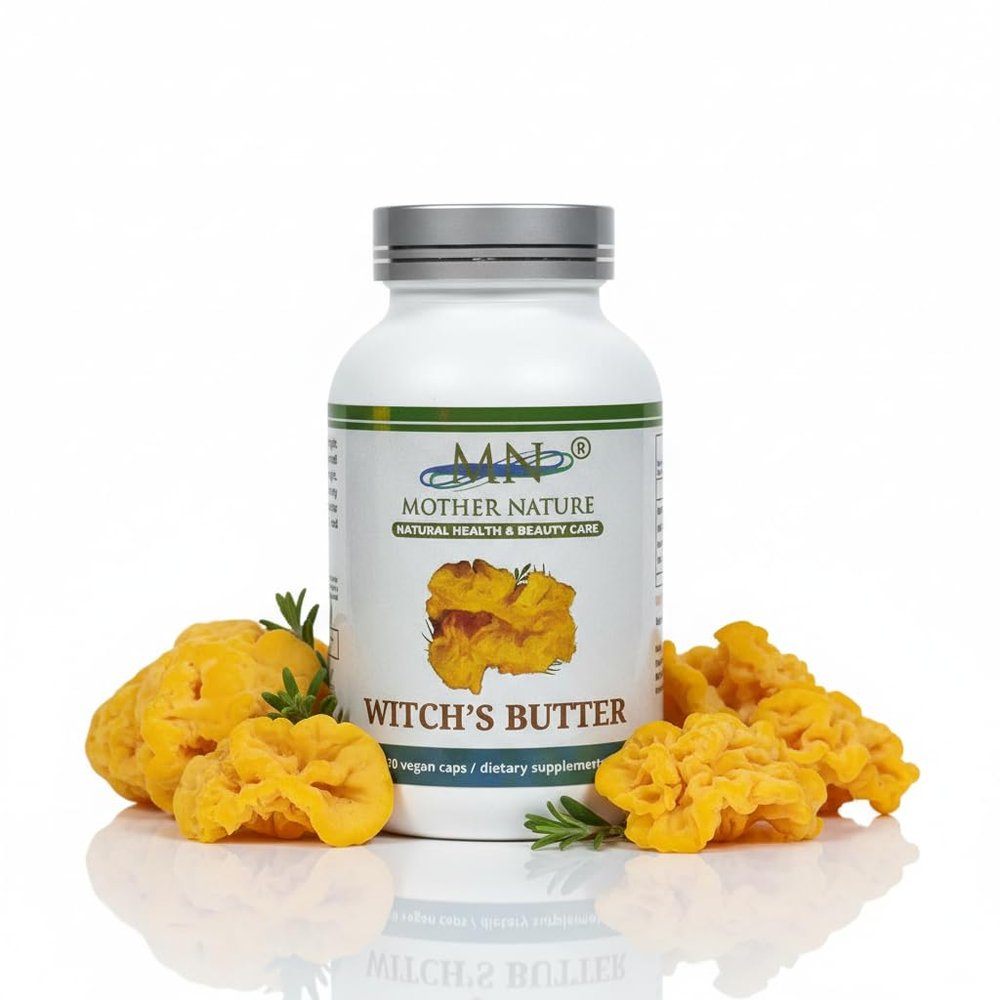 MN Mother Nature Witch's Butter (Tremella mesenterica) Mushroom Supplement - 1000mg - 120 Vegan Pullulan Capsules - Made in USA