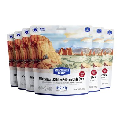 Backpacker's Pantry White Bean, Chicken, and Green Chile Stew, 6 count, Brown