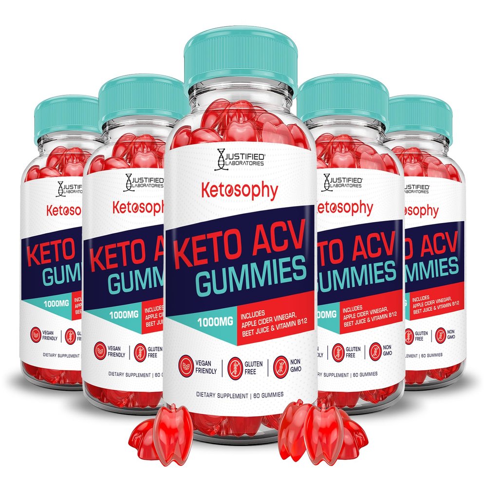 (5 Pack) Ketosophy Keto ACV Gummies Advanced Formula 1000MG Ketosophy Keto Gummies Apple Cider Vinegar Formulated with Pomegranate Beet Juice Powder B12 Vegan Non GMO 300 Gummys