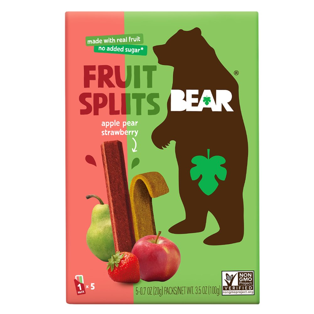Bear, Fruit Splits Strawberry Apple, 3.5 Ounce