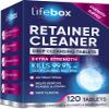 Retainer Cleaner Tablets - 120 Denture Cleaning Tablets & Aligner Cleaner - Removes Odors & Stains  For Aligners, Retainers, Dentures, Night Guards - Mint Flavor view 1