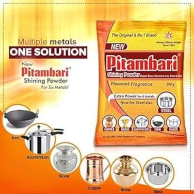 LUXCKY Pitambari Shining Powder for 6 metals - 50g| For 6 metals- Copper, Brass, Silver, Aluminum, Steel, Iron (Pack of 2)
