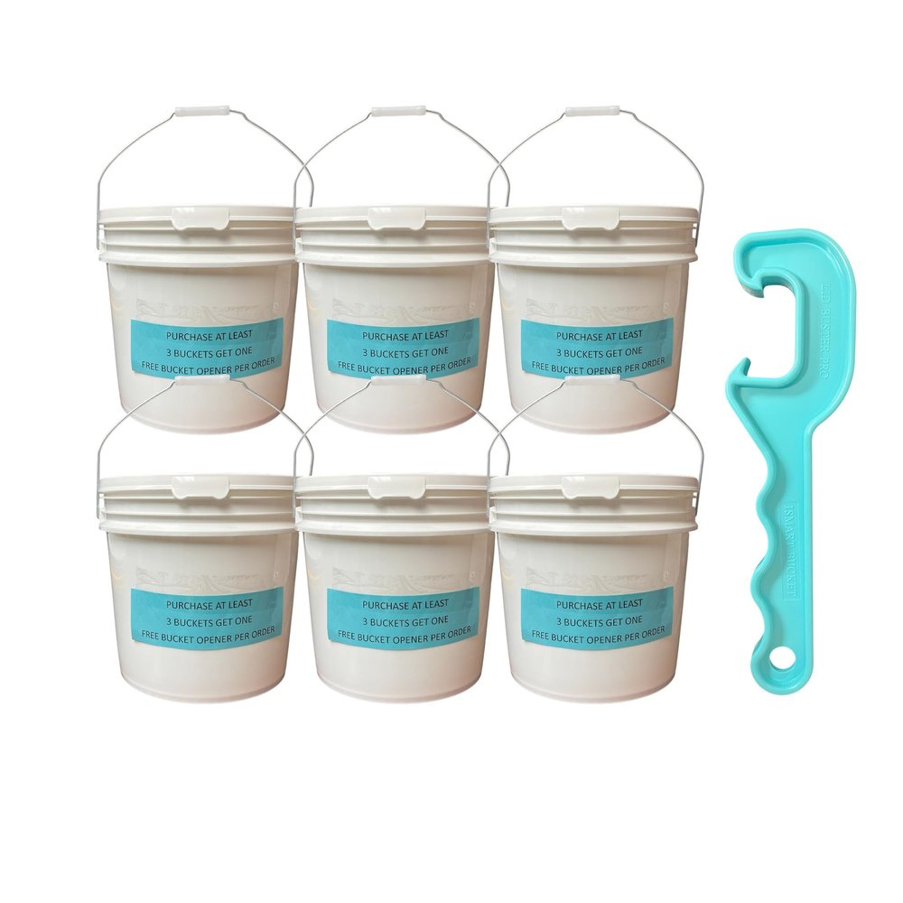 Lee Fisher Sports 12 Pack White 3.5 Gallon Outdoor Metal Handle Buckets with Lids+ Free Opener Tool