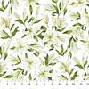 Northcott Spring Awakening 26868 10 White Lilies Fabric view 1