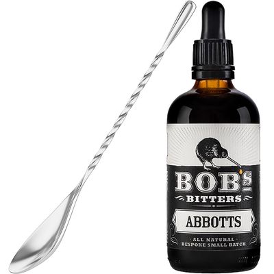 Abbotts Aromatic Cocktail Bitters Bundle, Bob's Abbotts Bitters 100 ml with Cocktailier 7-Inch Bar Spoon