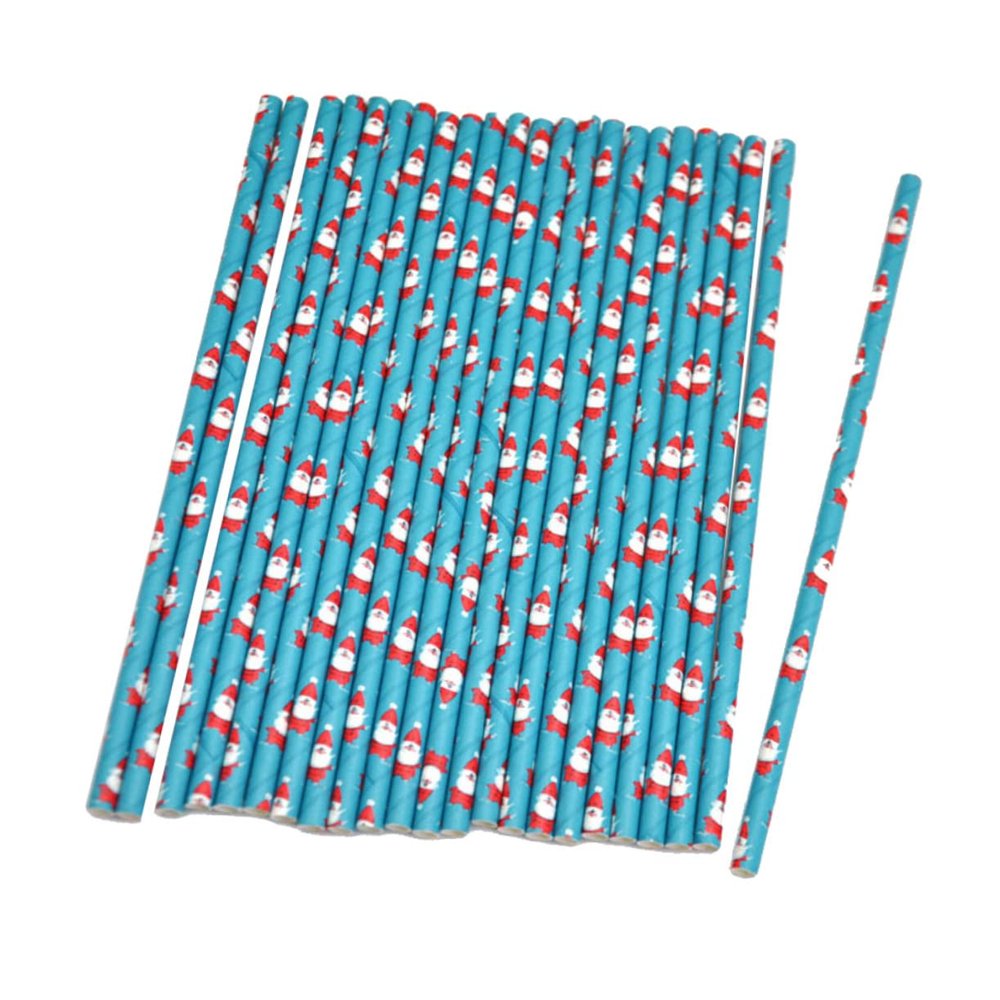 Anneome 25pcs Christmas Paper Drinking Straws Random Color Mix for Xmas Celebrations