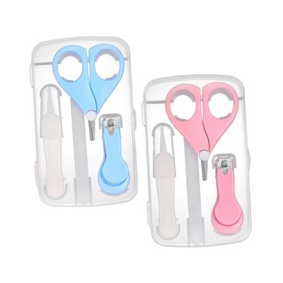 Beatifufu 2sets Nail Care Kit Professional Nail Clipper Set for Boy Girl Ergonomic Non-Skid Handles Includes Essential Tools Durable Storage Case Pink Sky Blue
