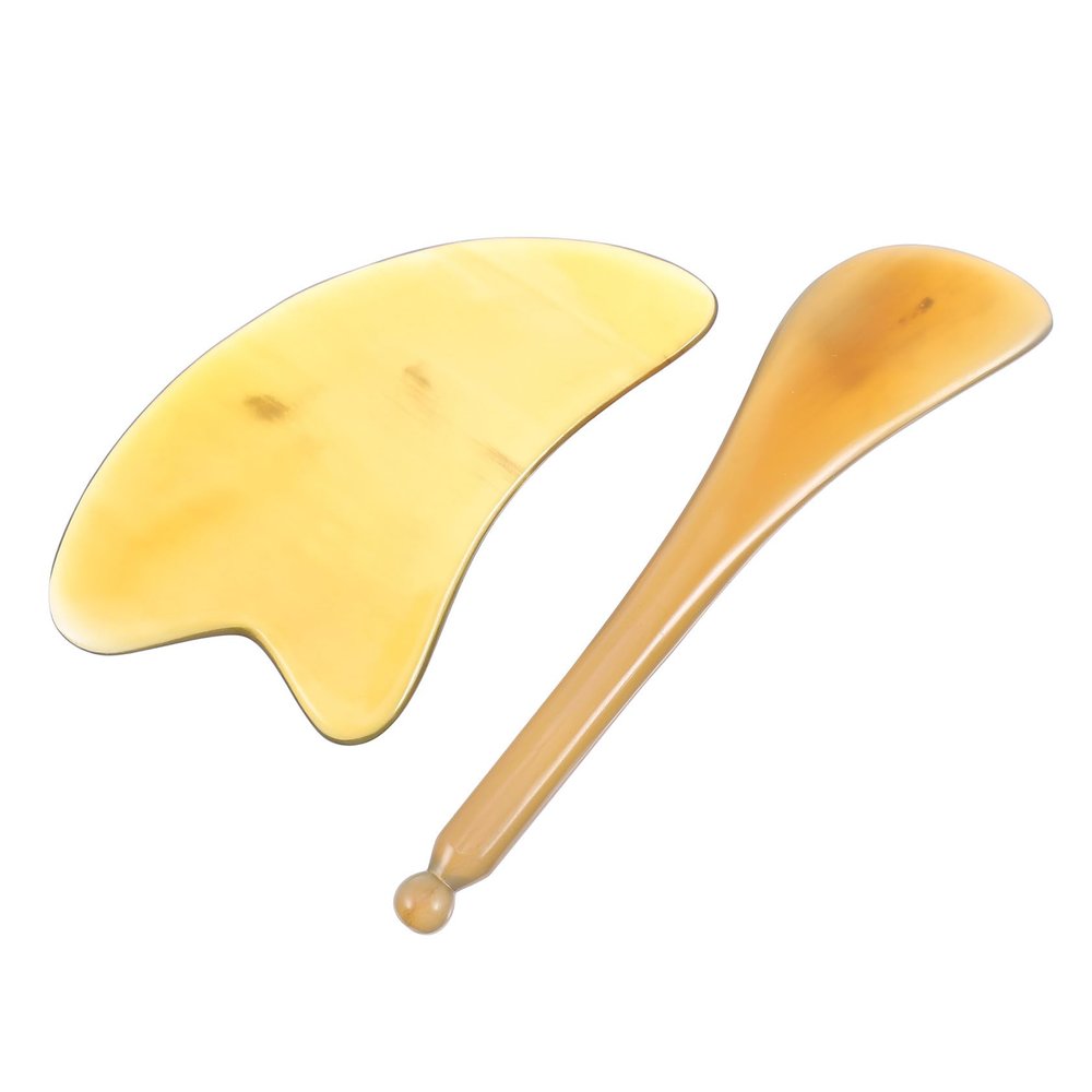 Angoily 2pcs Scraping Board Massage Tools for Facial Relaxation Includes Horn Scraping Plate for Gua Treatment
