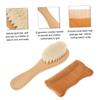 NOLITOY 2pcs Natural Goat Hair Brush Comb Set for Newborns Detangler Bathing Brush for Cradle Cap view 3
