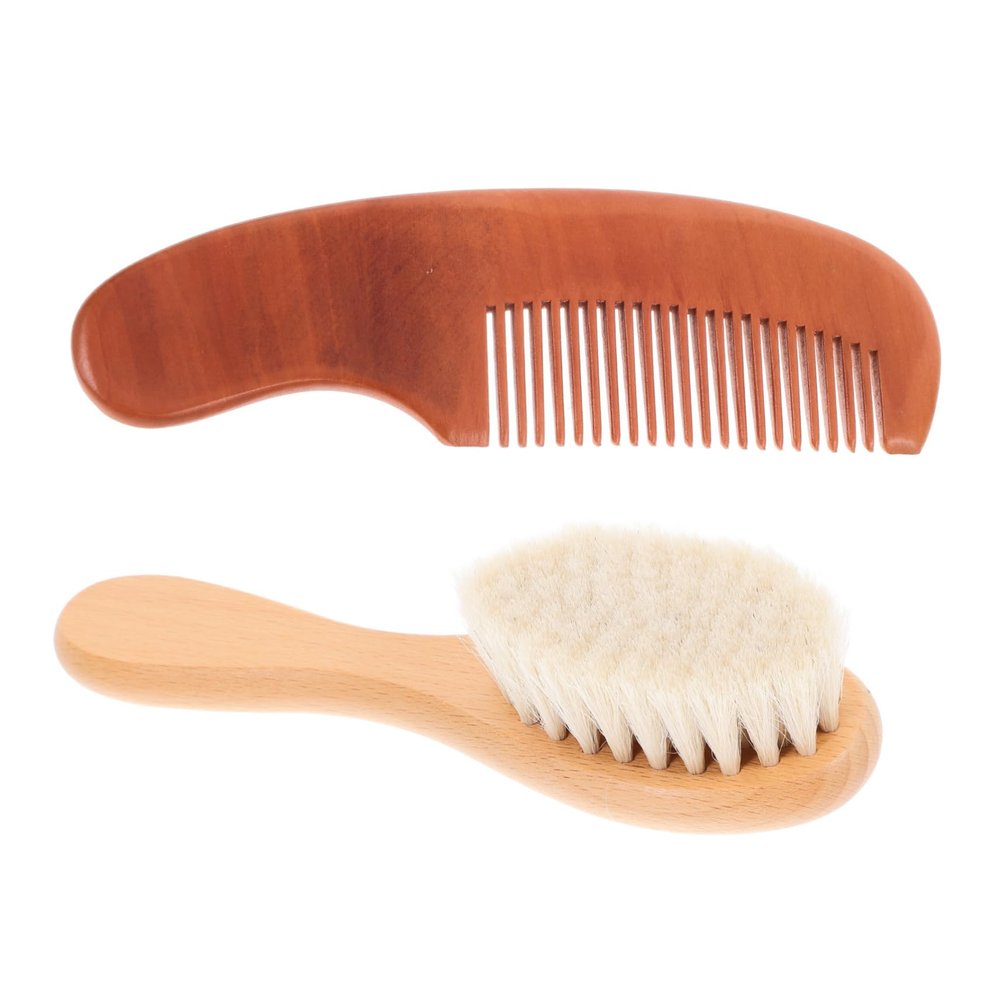 Angoily 2pcs Bathing Brush and Comb Set Gentle Wooden Hair Comb for Soft Scalp Brush for Easy Detangling