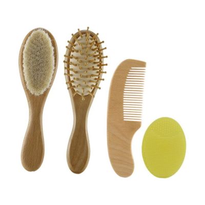 Angoily 4pcs Wooden Bathing Tools for Scalp Massager Shampoo Brush Hair Brush Comb Boys and Girls Care