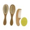 Angoily 4pcs Wooden Bathing Tools for Scalp Massager Shampoo Brush Hair Brush Comb Boys and Girls Care view 1