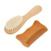 NOLITOY 2pcs Natural Wooden Comb and Soft Bristle Brush Set for Bathing Gentle Hair Detangler No Irritation for Toddlers view 1