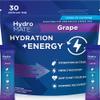 HydroMATE Electrolytes Powder Drink Mix Packets Hydration Accelerator Low Sugar Rapid Party Relief Recovery Vitamin C Plus Caffeine Grape Pack 30 Count view 1