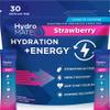 HydroMATE Electrolytes Powder Drink Mix Packets Hydration Accelerator Low Sugar Rapid Party Relief Recovery Vitamin C Plus Caffeine Strawberry 30 Count view 1