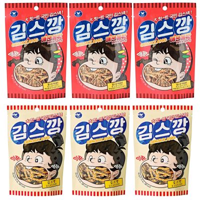 MANJUN Kimskkang Seaweed (Nori) Snack 3 Pack Original Favor ( ) and 3 Pack Hot&Spicy Favor ( )