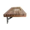 24" Wall Mounted Teak Wood Folding Shower Seat Bench with Slots view 1