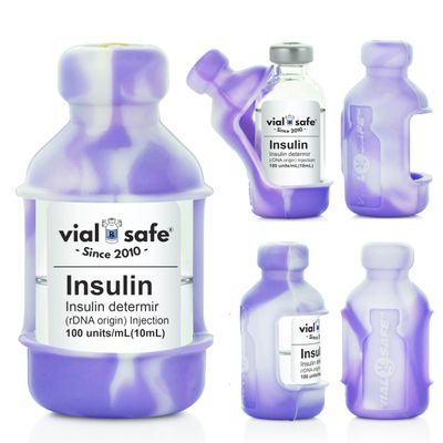 VIAL SAFE | Insulin Vial Protector Case | Secure Insulin Bottle Protector & Cover for 10mL Vials | 2-Pack | Tie Dye Purple | Fits Levemir, Lispro, Lyumjev, Fiasp, Tresbia