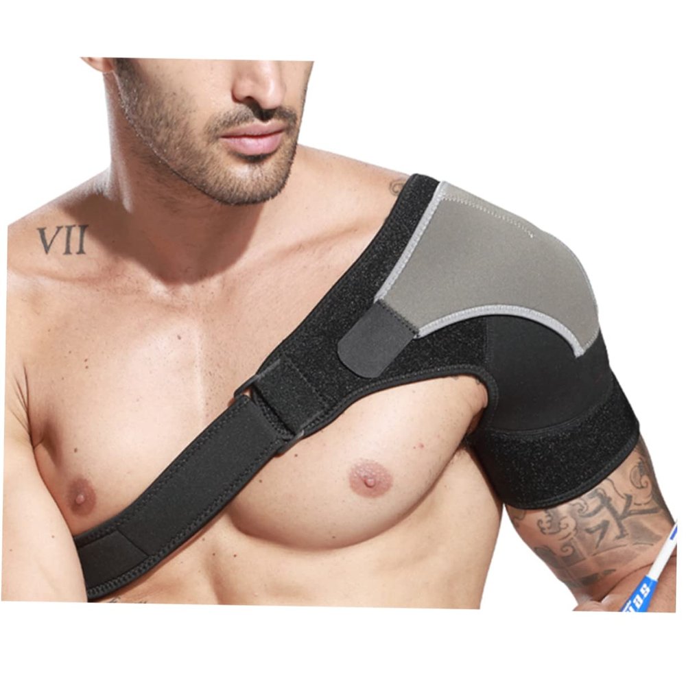 Anneome Adjustable Breathable Shoulder Support Strap Non- for Outdoor Sports Mountaineering Black Grey Left Relieve Shoulder Injuries