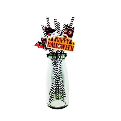 Anneome Halloween Straw Set 12pcs Paper Drinking Straws Party Decorative for Smoothies Cocktails