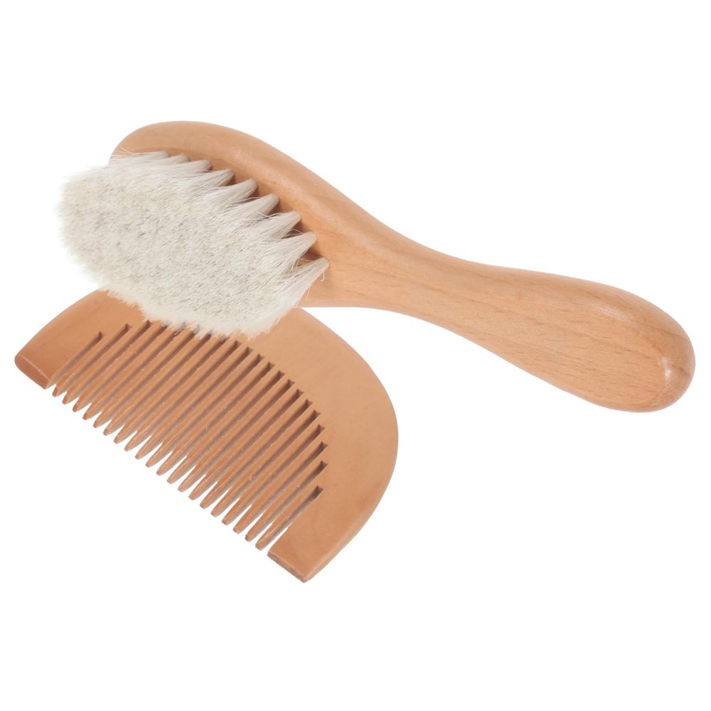 Didiseaon 2pcs Wooden Comb and Brush Set Hair Tool Kit for Gentle Bathing Detangling and Scalp Stimulation Soft Bristles for Sensitive Skin Durable Wooden Handle