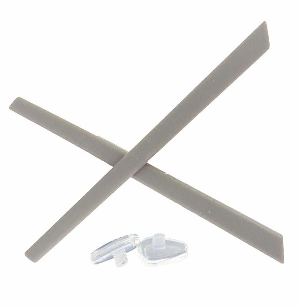 Caulo Replacement Ear Socks Sleeves Compatible with Oakley Glass Sunglass Frames OX3222 OX3232 OX3241 OX8097 OX8103 etc (Grey w Nose Pads - 1 Set)