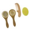 minkissy Handheld Boy Girl Shower Brush Set Wooden Handle Wool Brush Comb for Bathing Gentle Scalp Care Lightweight Safe for Newborns Shower Gift view 1