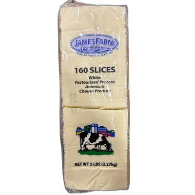 James Farm Slice White American Cheese 5lb (160 Slices)