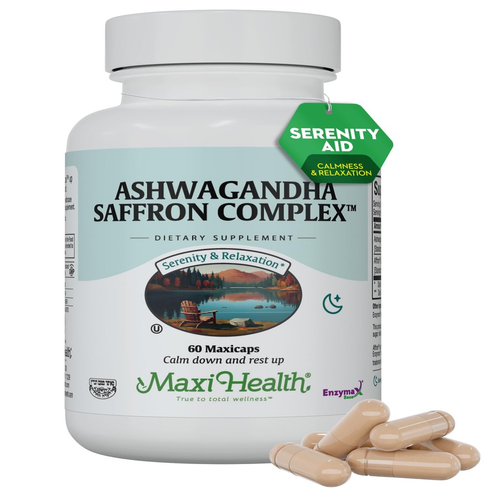 Ashwagandha Supplements Complex with Saffron  600mg Ashwagandha Capsules & 30mg Saffron Extract for Stress Relief, Mood & Calm  Kosher, 60 Capsules