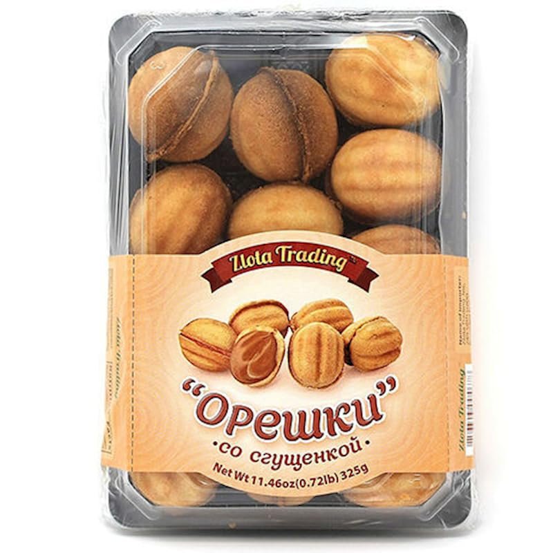 Family Zlota Trading Oreshki Cookies With Condensed Milk Filling 11.46Oz - Delightful Dessert Delicacy For All Ages