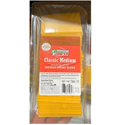 Cabot Classic Medium Sharply Aged Slice Cheddar Cheese 2.5 LB