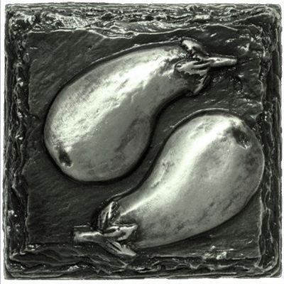 Mediterranean Eggplant Tile - Silver - Pack of 12