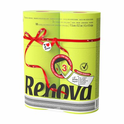 Homdkor Renova 6 Green Toilet Paper Jumbo Rolls - Pack of 6 rolls - 180 Sheets Each - 3 Ply - Elevate Your Restroom with Sustainable Luxury - Soft, Strong & Sustainable