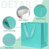 KEYYOOMY Teal Blue Gift Bags with Handles, Square Body Wide Bottom Kraft Paper Gift Bags Party Favor Bags for Wedding Birthday Christmas Shopping Business (10CT, 6x6x4 in, Teal Blue) view 3