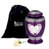 KEEPSAKE COMPANY Large Purple Aluminum Cremation Urn for Adults - Heart & Wing Pattern, 220 Cubic Inches, 10" H x 6" W x 7" L view 1