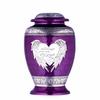 KEEPSAKE COMPANY Large Purple Aluminum Cremation Urn for Adults - Heart & Wing Pattern, 220 Cubic Inches, 10" H x 6" W x 7" L view 4