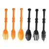 Anneome 6pcs Halloween Party Supplies Creative Plastic Forks Spoons Orange Black Fun Tableware for Kitchen Dining Bar Unique Bone Design for Boys and Girls Celebrations view 1