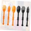 Anneome 6pcs Halloween Party Supplies Creative Plastic Forks Spoons Orange Black Fun Tableware for Kitchen Dining Bar Unique Bone Design for Boys and Girls Celebrations view 2