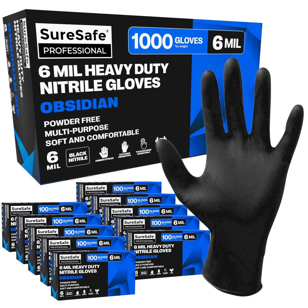 Black Nitrile Gloves Small, 6 Mil Powder-Free Latex-Free, 1000 Count
