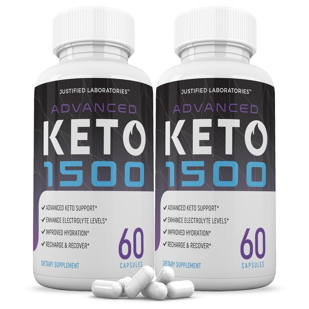 (2 Pack) Advanced Keto 1500 Keto Pills 1275MG New & Improved Formula Contains Apple Cider Vinegar Extra Virgin Olive Oil Powder Green Tea Leaf 120 Capsules